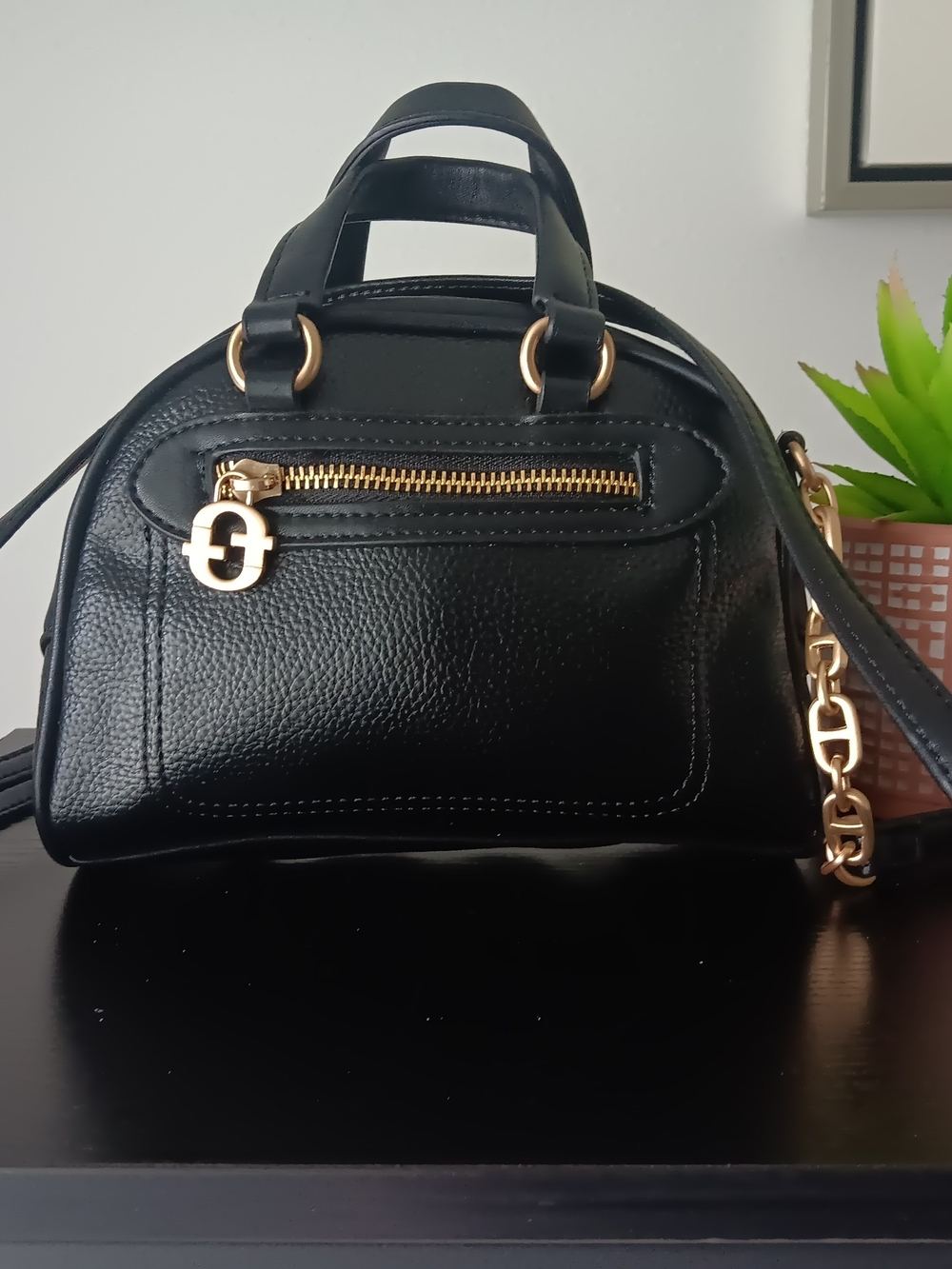 & Other Stories Black Mini Dome Bag with Gold Hardware